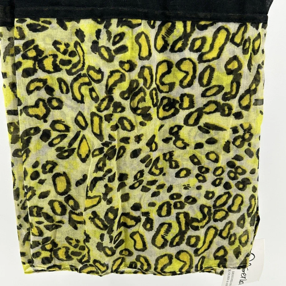 Olsenboye Mary-Kate & Ashley‎ Black Yellow Leopard Scarf NWT O/S Colorblock Y2K